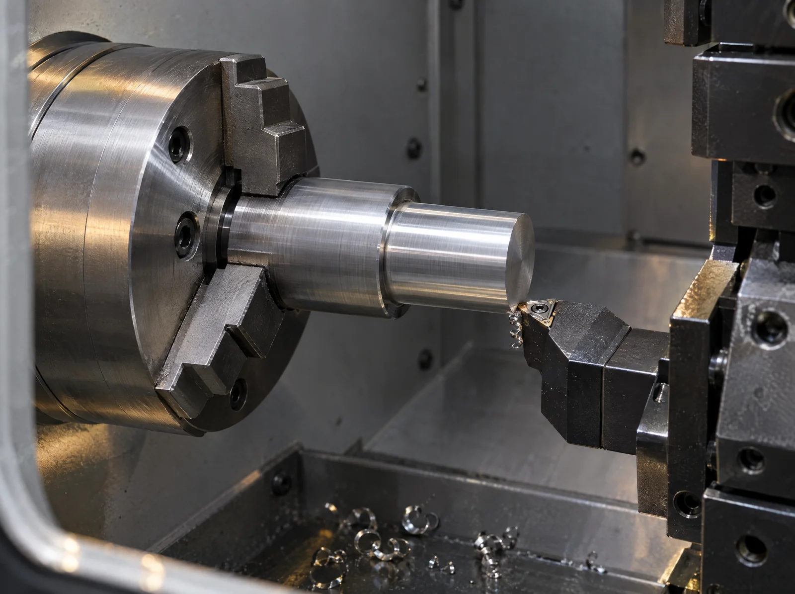 CNC turning a steel component